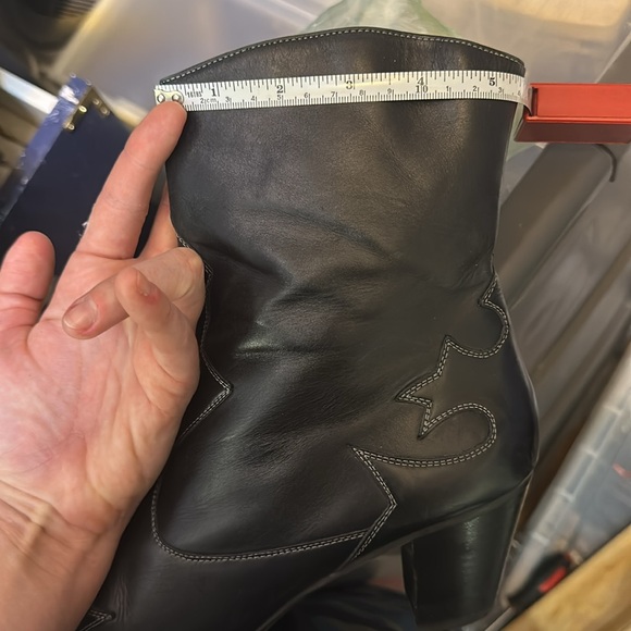 VINTAGE PAUL GREEN Western Cowboy Cowgirl Black Leather Pointed Toe Ankle Boots - Picture 16 of 16